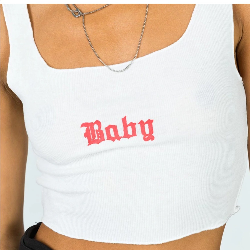 Princess Polly - white rubbed cropped tank top - size US 0